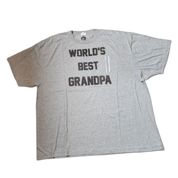 World’s Best Grandpa Tee – Men’s 4XL, Grey, Gift Idea - Picture 1 of 9